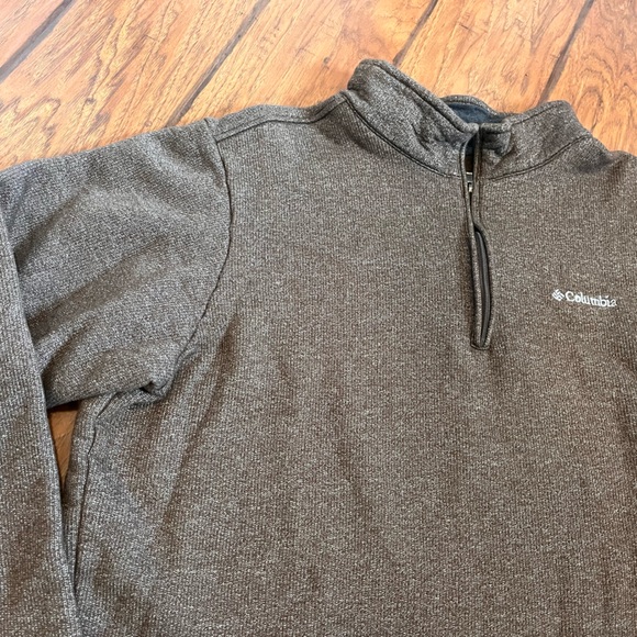 Columbia 1/4 zip pullover sweater men’s XL heathered brown fleece lined nice! - Picture 2 of 8